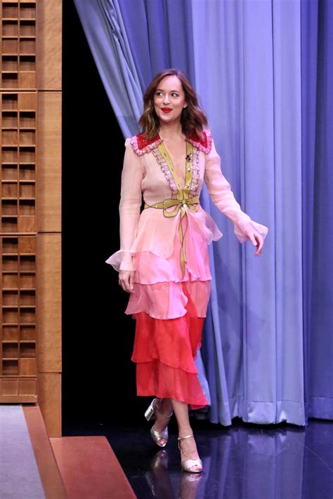 dakota johnson gucci dress jimmy fallon|Dakota Johnson Delivers A Dose Of ’60s Glamour In Gucci.